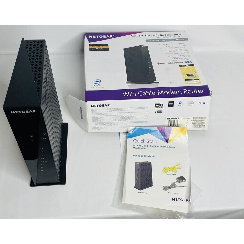 Netgear C6300‎ AC1750 WiFi Dual Band Cable Modem Gigabit Router w/ Power Cord